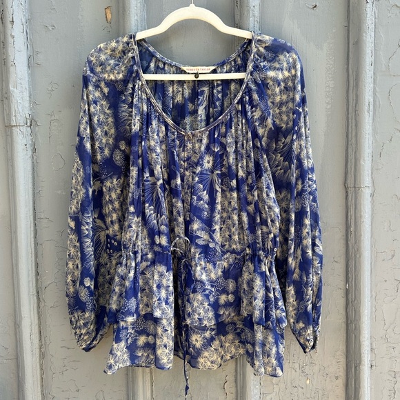 Rebecca Taylor blue silk, cotton blouse, size 6 - Picture 1 of 9